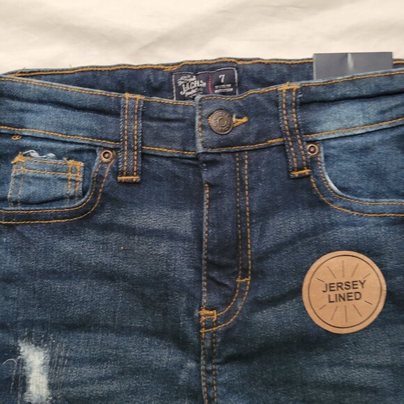 JACHS Kids Jeans 7 Distressed Dark Wash Jersey Knit Lined set of 2 New Pockets - Picture 3 of 11